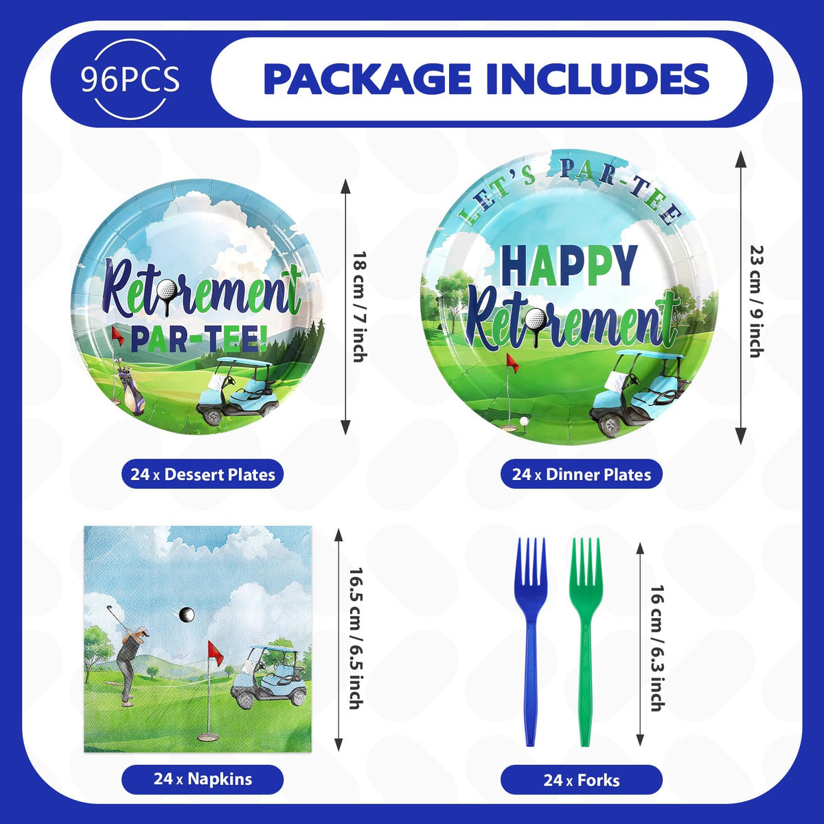 Grencian golf retirement dessert plates 7in for easy dessert portions.