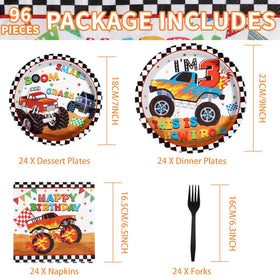 Grencian monster truck napkins 24 pack absorbent for quick cleanups