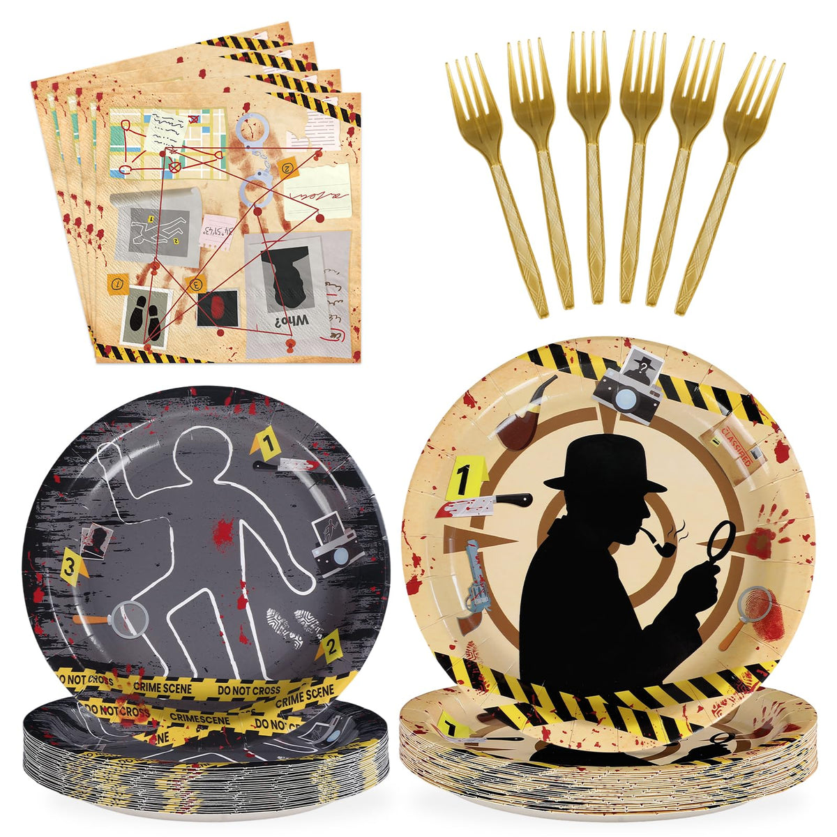 Grencian murder mystery plates with top-secret design for spill-free Halloween tables