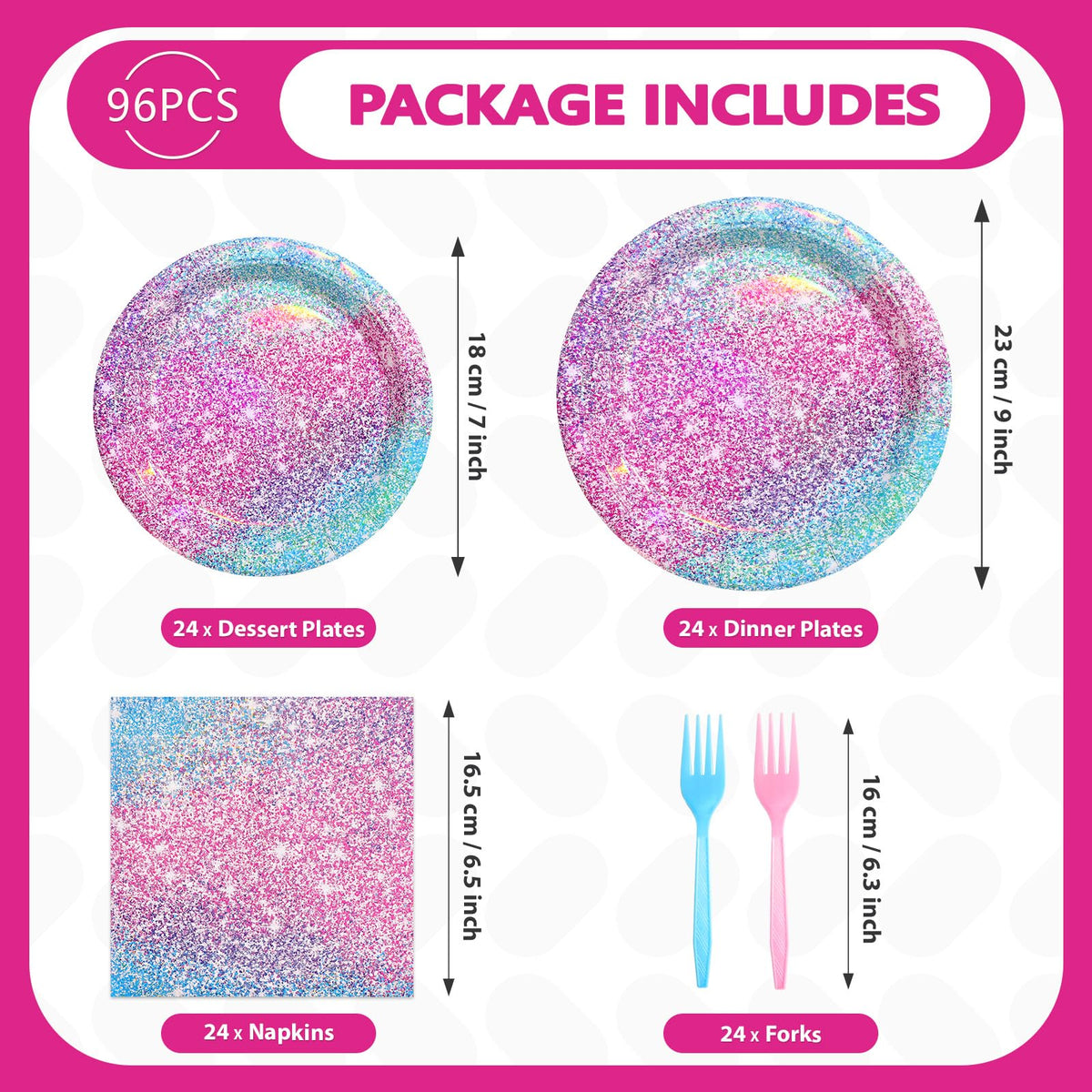 Grencian pastel rainbow dessert plates 7-inch add a dreamy glow to treats