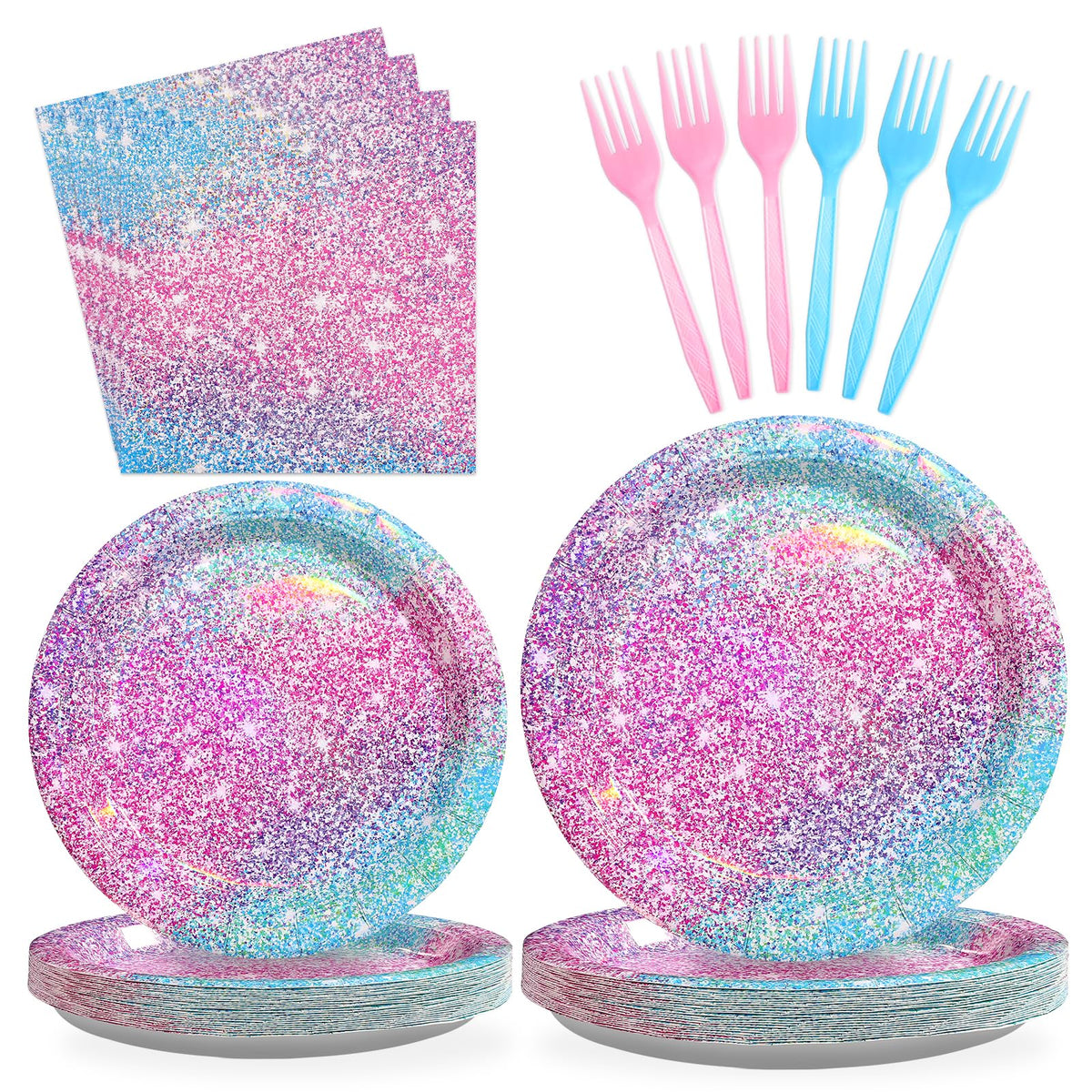 Grencian pastel rainbow plates 9-inch shine with iridescent finish for festive dining