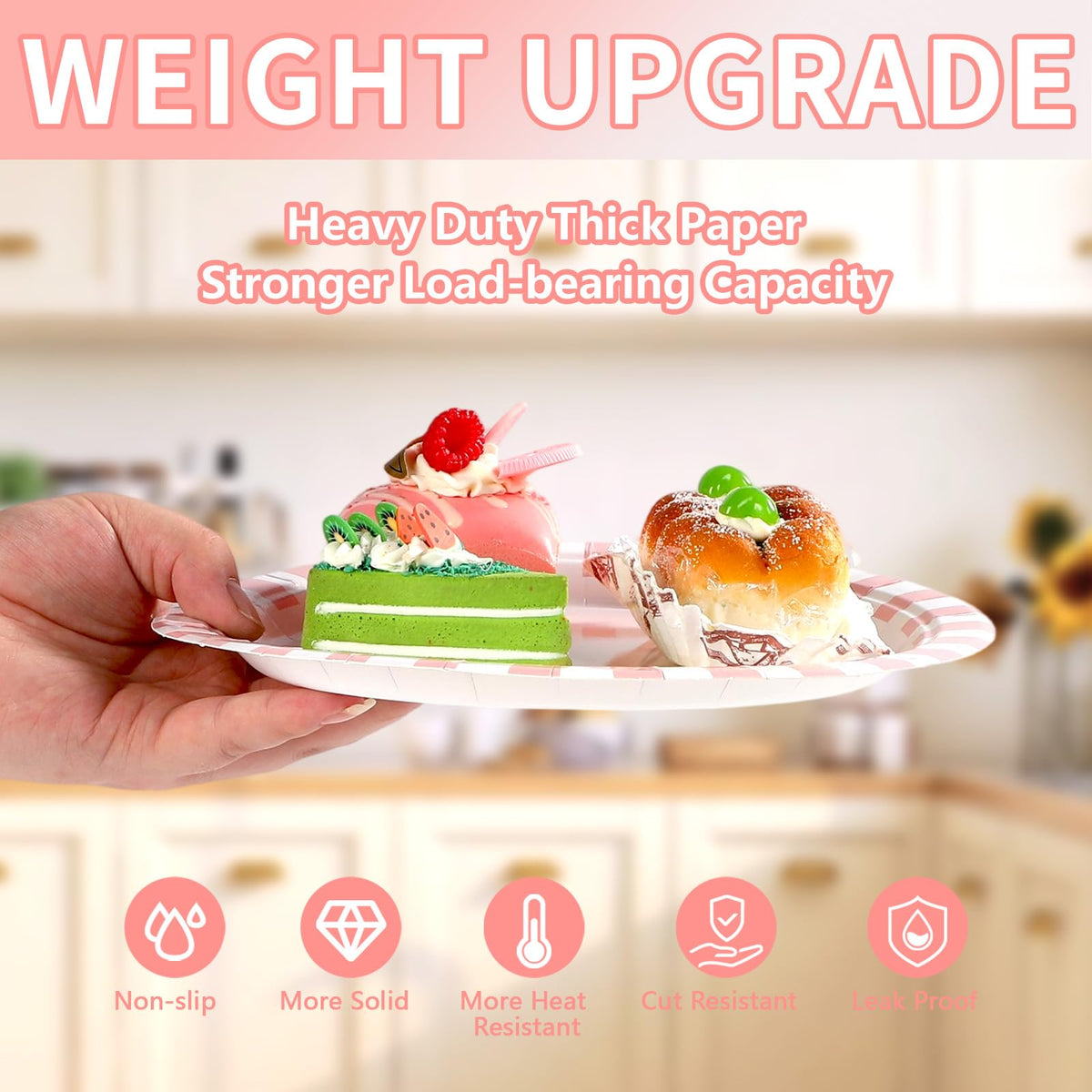 Grencian pink party plates perfect for birthdays and brunches.