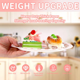 Grencian pink party plates perfect for birthdays and brunches.
