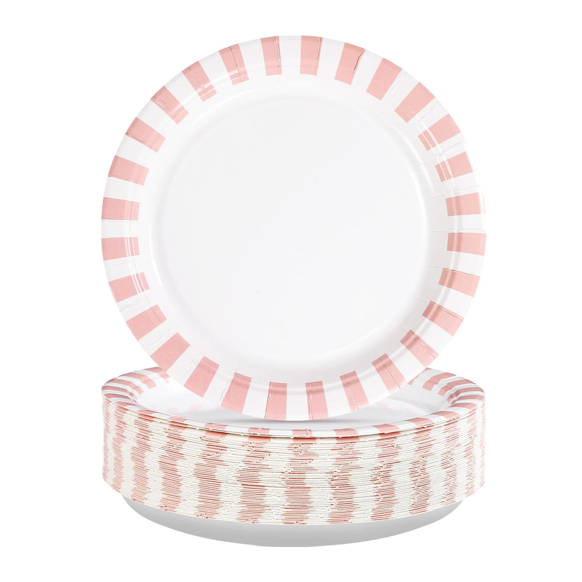 Grencian pink-striped plates 9 inch for stylish serving.
