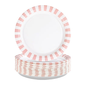 Grencian pink-striped plates 9 inch for stylish serving.