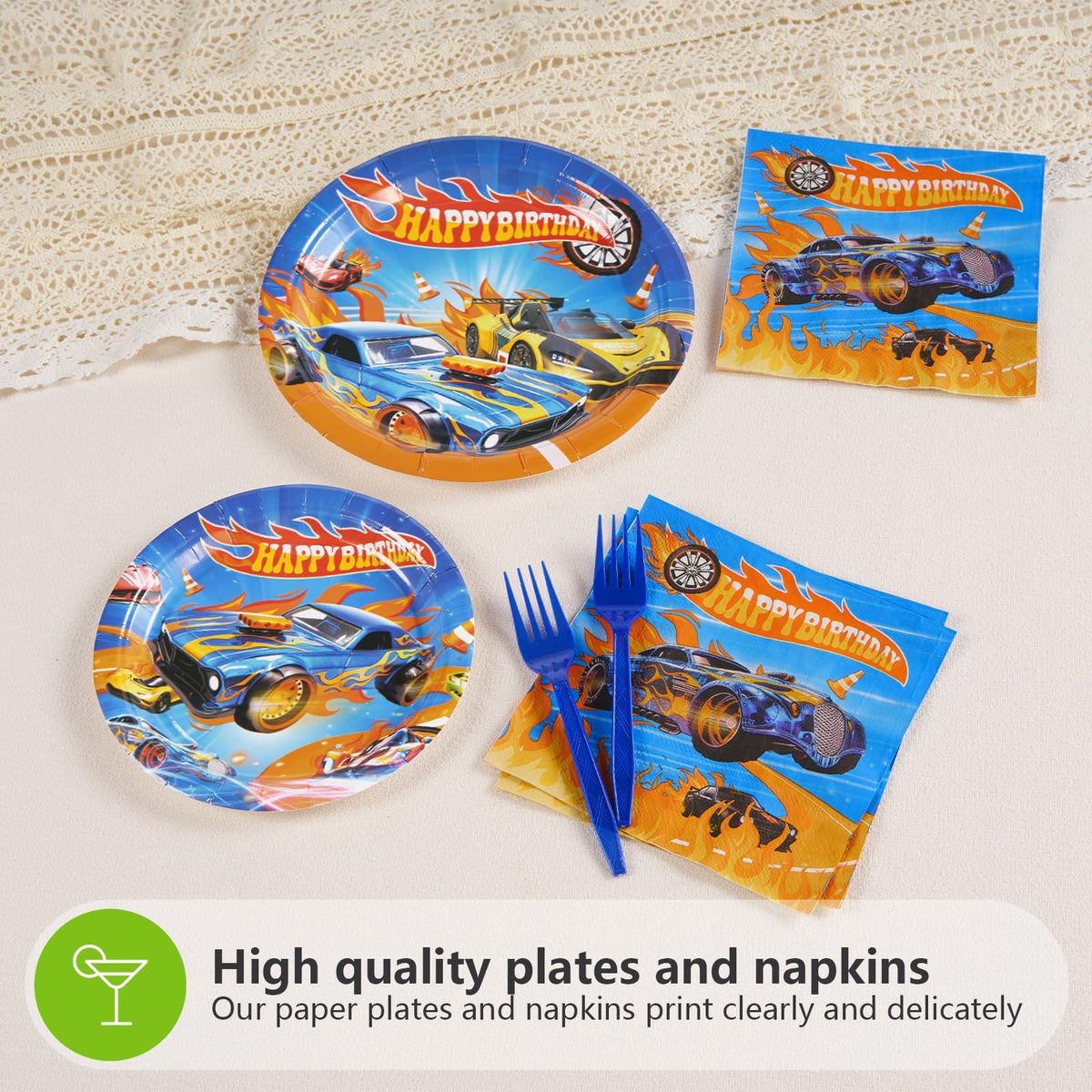 Grencian racing car forks provide sturdy disposable utensils for easy cleanup