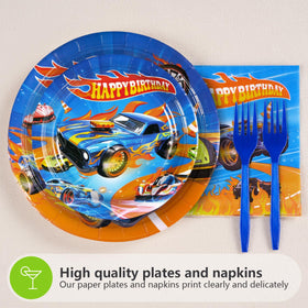 Grencian racing car napkins ready to absorb spills at a celebration
