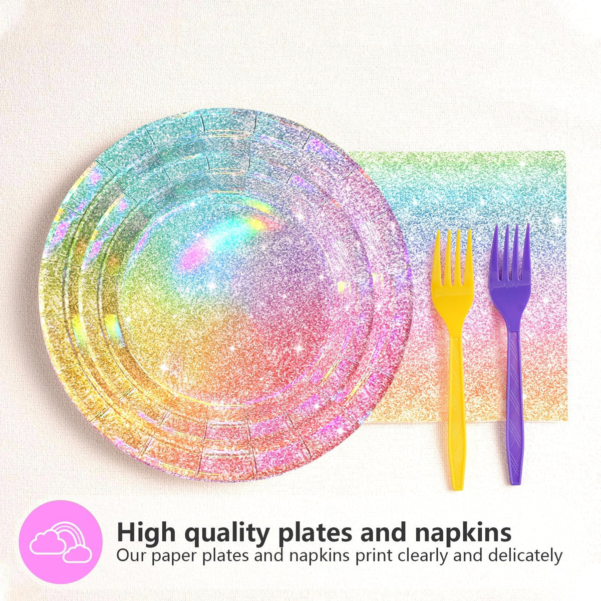 Grencian rainbow dessert plates 7-inch add shimmering color for desserts and treats