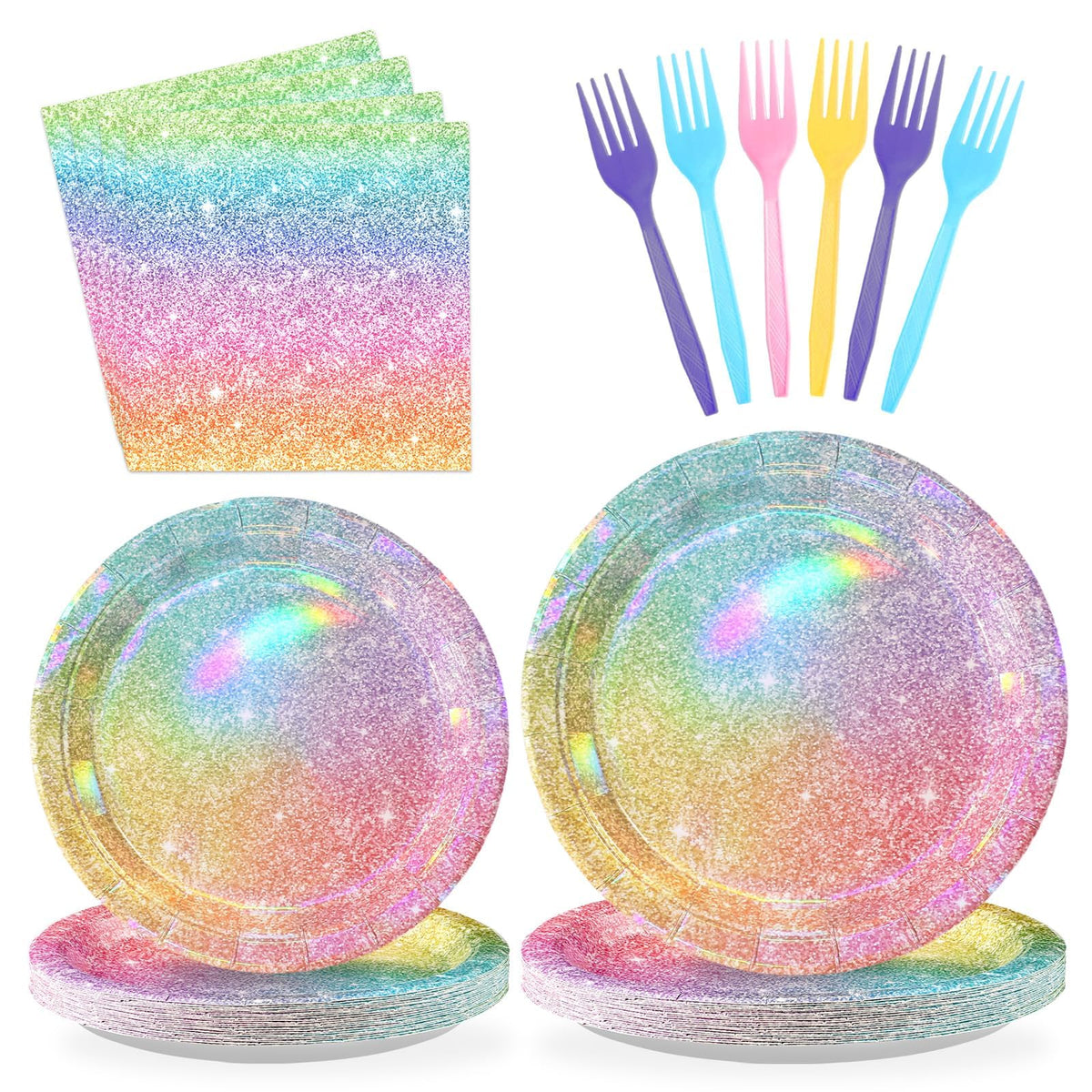 Grencian rainbow dinner plates 9-inch showcase iridescent color for festive meals