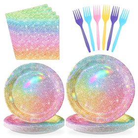 Grencian rainbow dinner plates 9-inch showcase iridescent color for festive meals