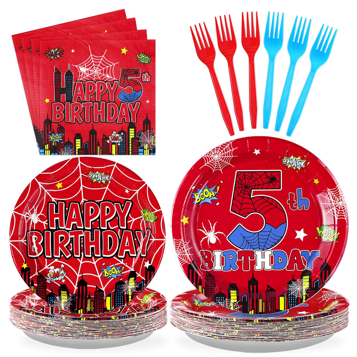 Grencian spider 9-inch plates for a sturdy and vibrant birthday party.