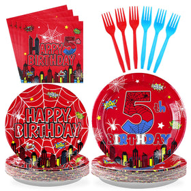 Grencian spider 9-inch plates for a sturdy and vibrant birthday party.