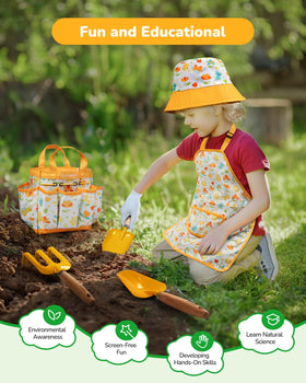 Grenebo kids garden set rake helps loosen soil during supervised outdoor play