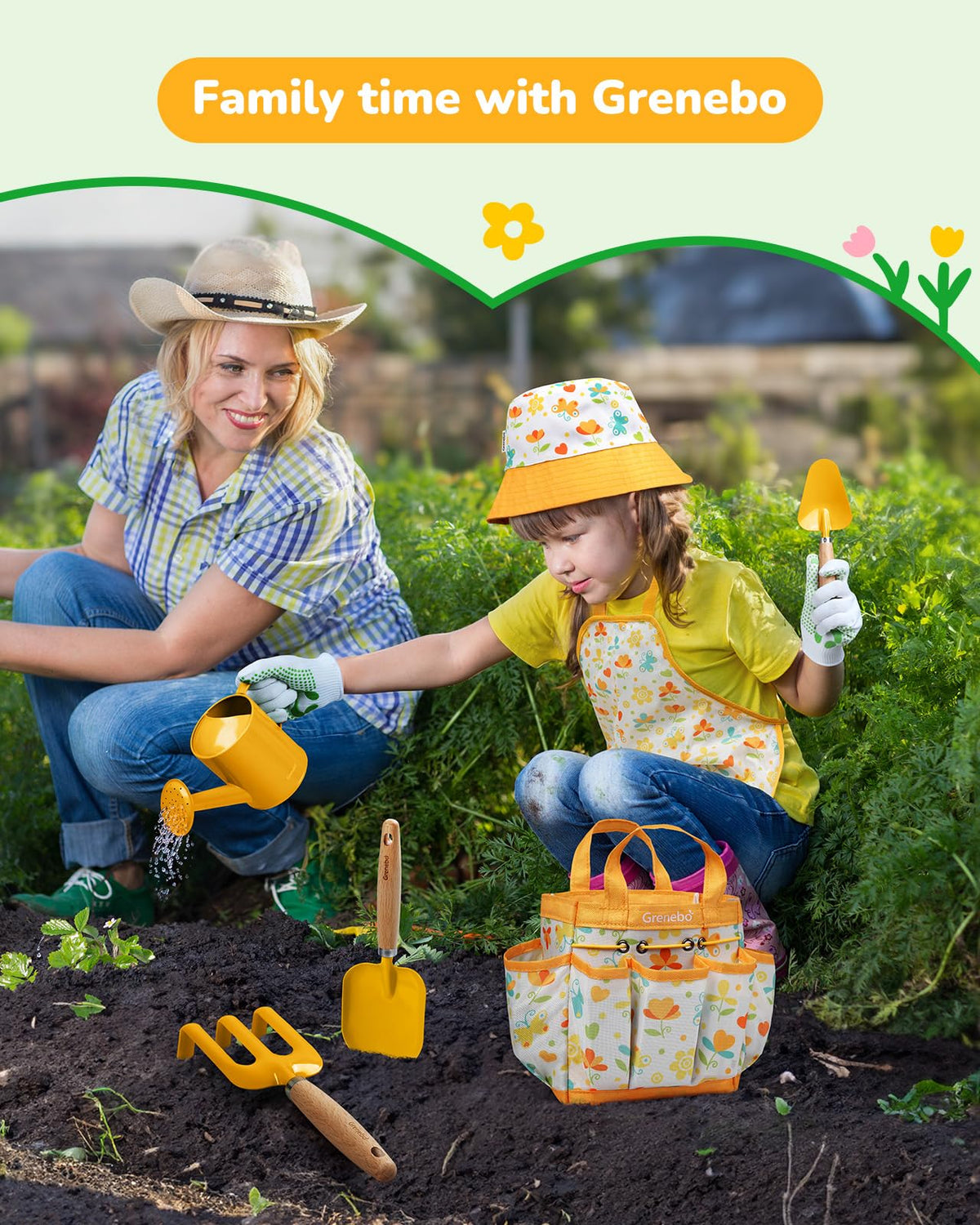 Grenebo kids garden set watering can makes watering gentle and fun