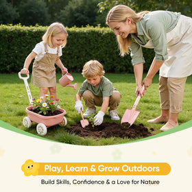 Grenebo kids garden shovel ready for planting, encouraging hands-on learning and coordination.