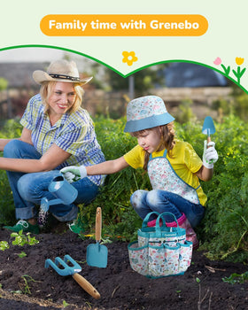Grenebo kids gardening set blue gloves for comfortable grip