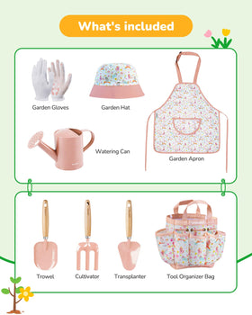 Grenebo kids gardening gloves pink with safe grip for small hands