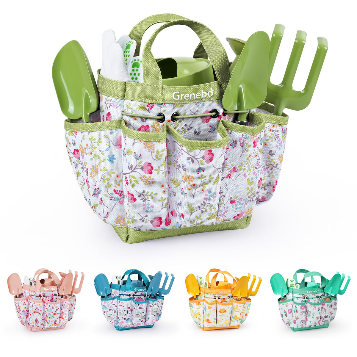 Grenebo kids gardening set hat protecting young gardener from sun while playing