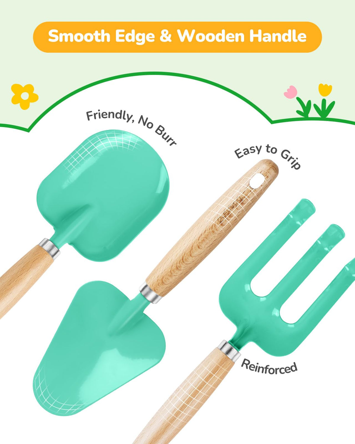 Grenebo Kids Gardening Set Lake Green garden apron keeps clothes clean.