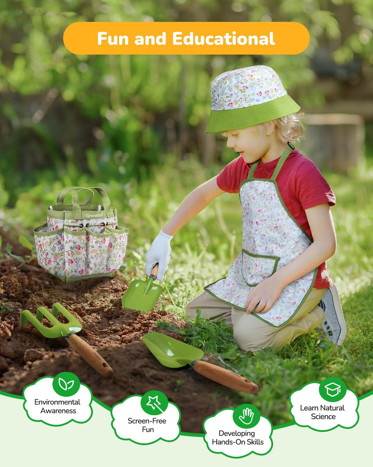 Grenebo kids gardening set trowel designed for easy digging by children