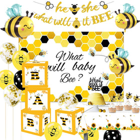 GREPARPY What Will It Bee banner for gender reveal decor and bee theme appeal.