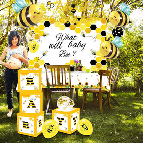 GREPARPY What Will It Bee bee backdrop creates a photo-worthy focal point.