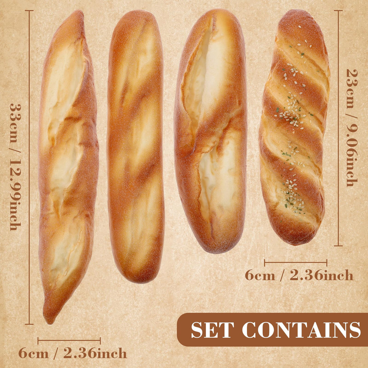 Gresorth baguette close-up shows realistic texture for product shots.