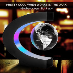 Gresus world map globe levitating with north-pole-up orientation on desk