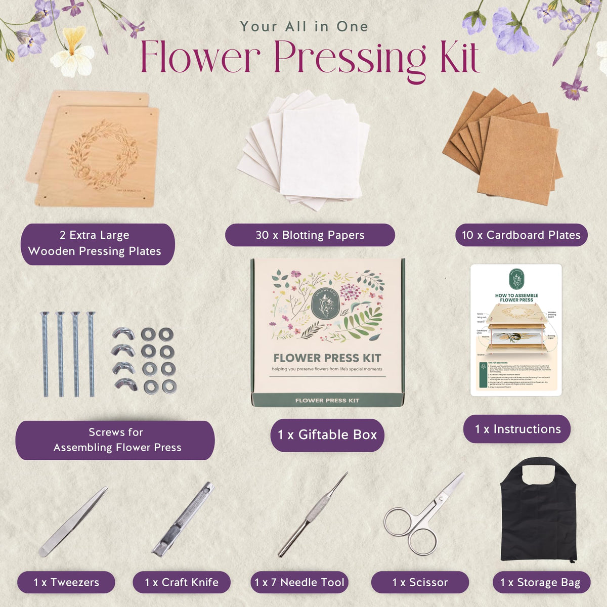 Greta Grace Co blotting papers set for even petal drying