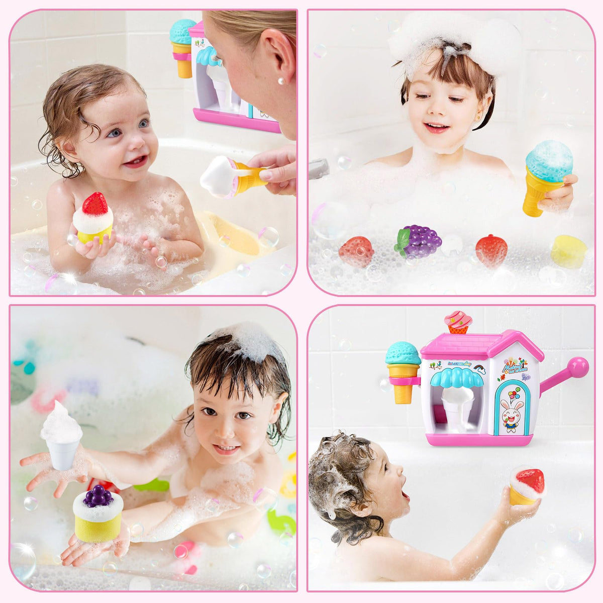 Gretex bath toy suction cups secure attachment to tub.