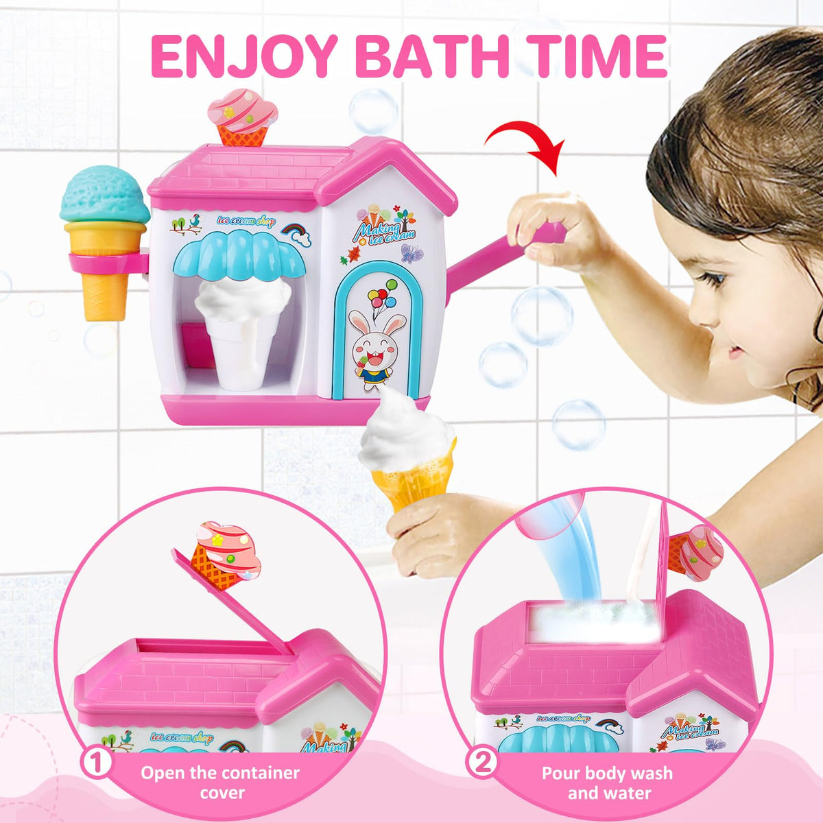 Gretex bubble ice cream toy fosters imaginative dessert making play.