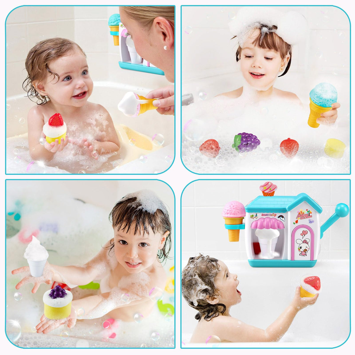 Gretex suction-cups securely attach to tub or sink for stable play