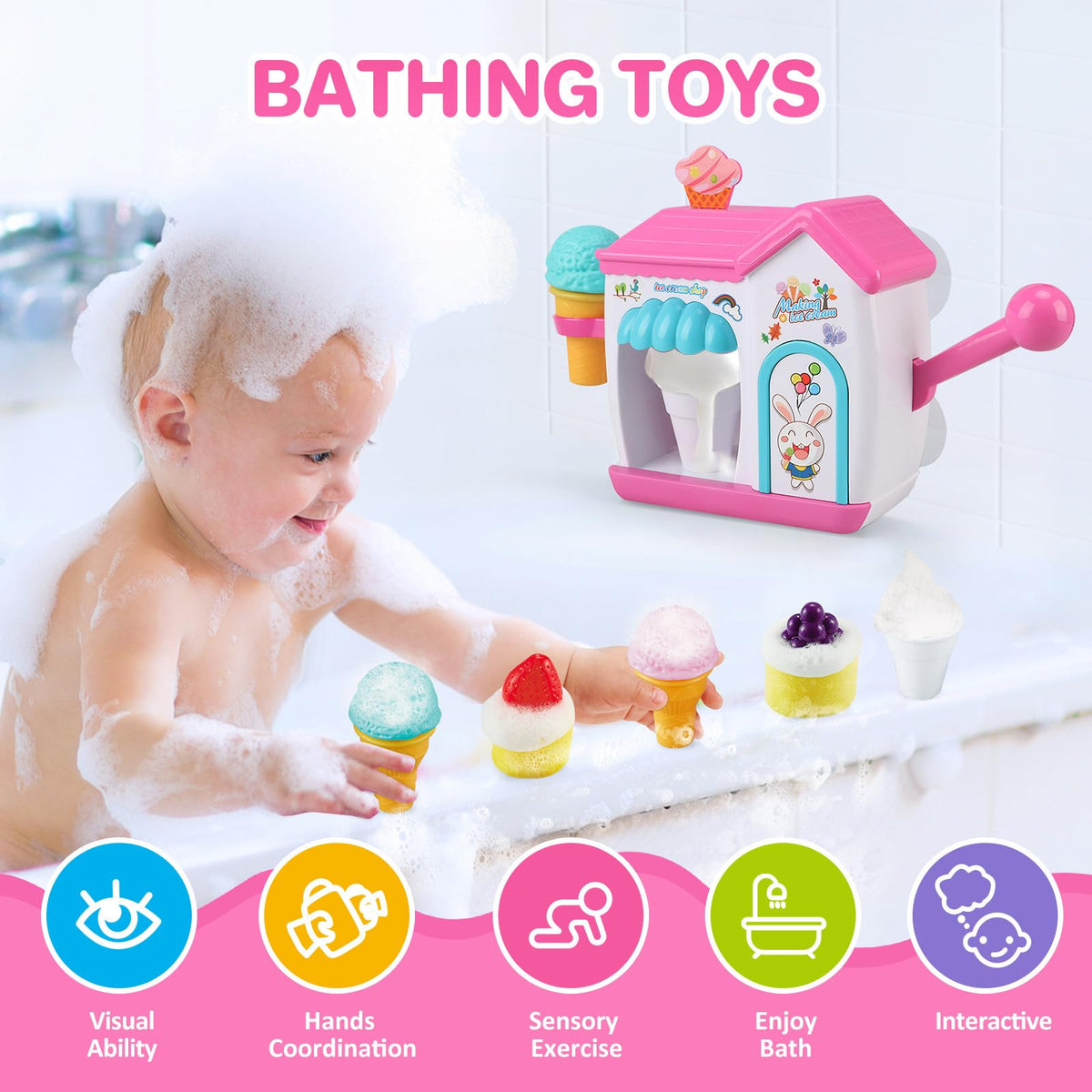 Gretex toddler bath toy cone design supports imaginative play.
