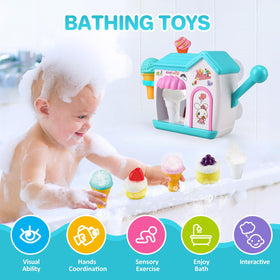 Gretex toddler bath toy cone-on-outlet demonstrates easy bubble production during baths