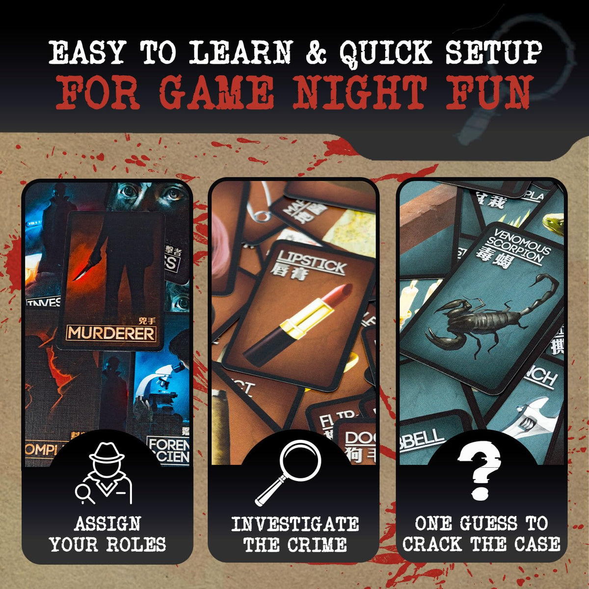 Grey Fox Games Deception: player pieces highlight compact portability.