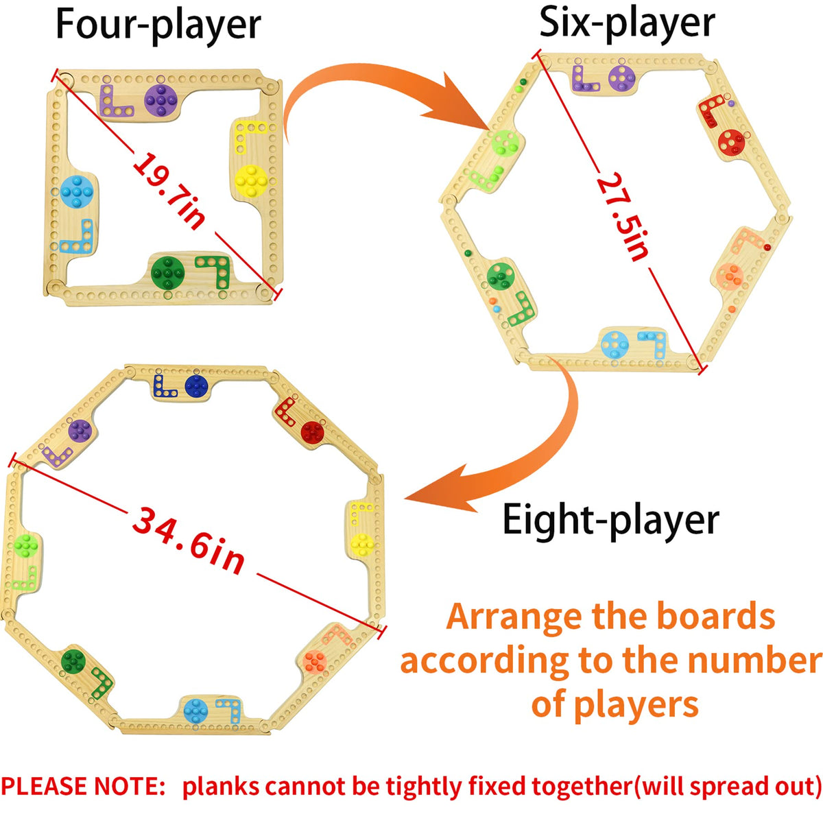 Grhonior eight-color pegs for clear player identification