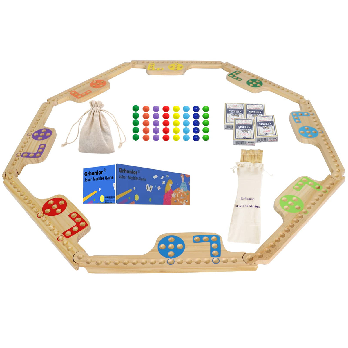 Grhonior marbles and jokers board peg set for family play