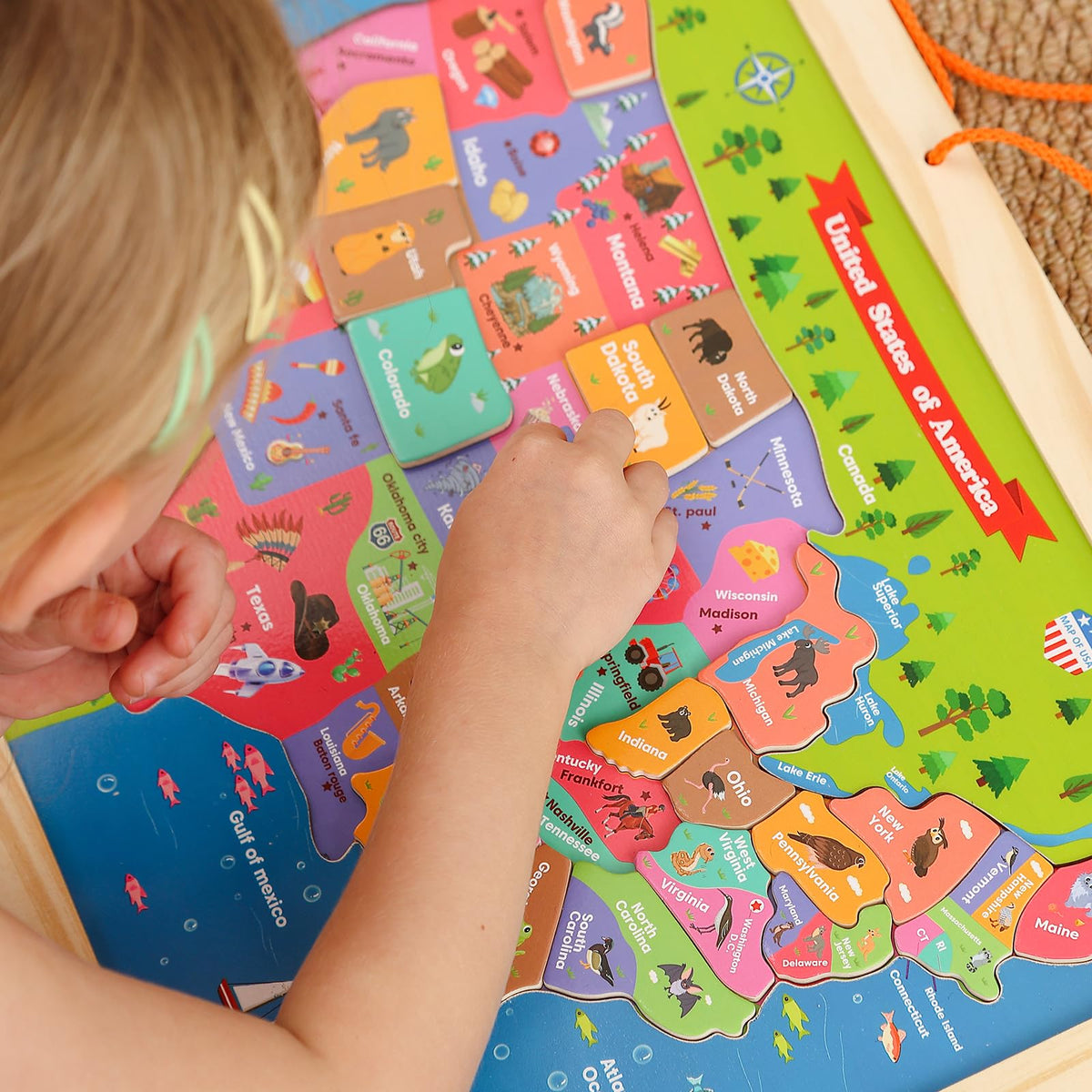 GRINNIE USA Map Puzzle gift-ready packaging for birthdays and holidays.