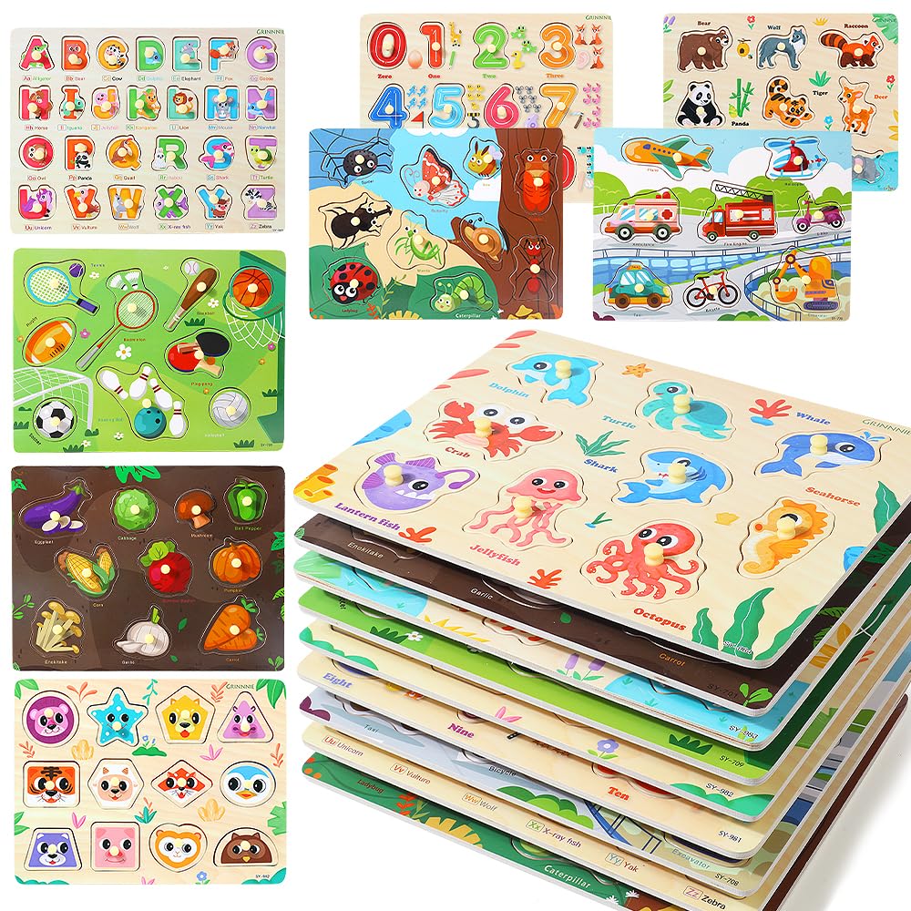 GRINNNIE 9-Pack Alphabet puzzle supports early literacy through hands-on learning.