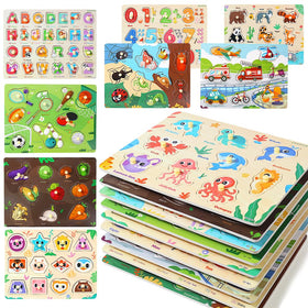GRINNNIE 9-Pack Alphabet puzzle supports early literacy through hands-on learning.