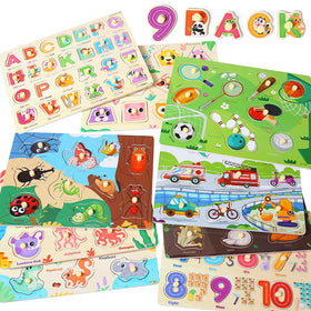 GRINNNIE 9-Pack Animal puzzle sparks imagination during pretend play.