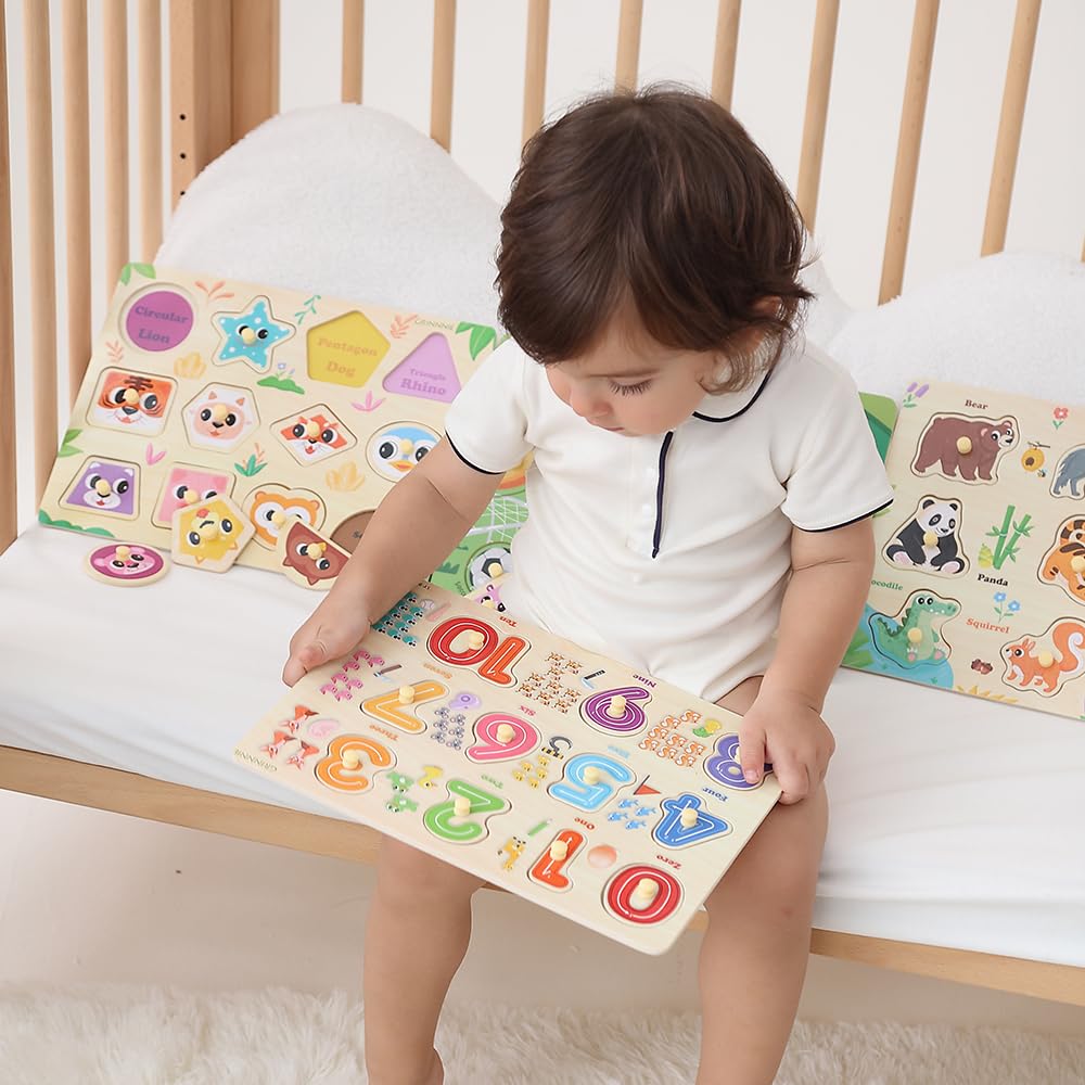 GRINNNIE 9-Pack Number puzzle builds counting skills with tactile play.