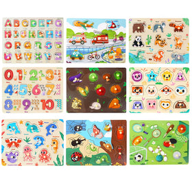 GRINNNIE 9-Pack Shape puzzle enhances shape recognition with chunky, easy-to-hold pieces.