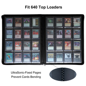 GrinOwl interior layout showing 16 pockets for organized sleeved cards