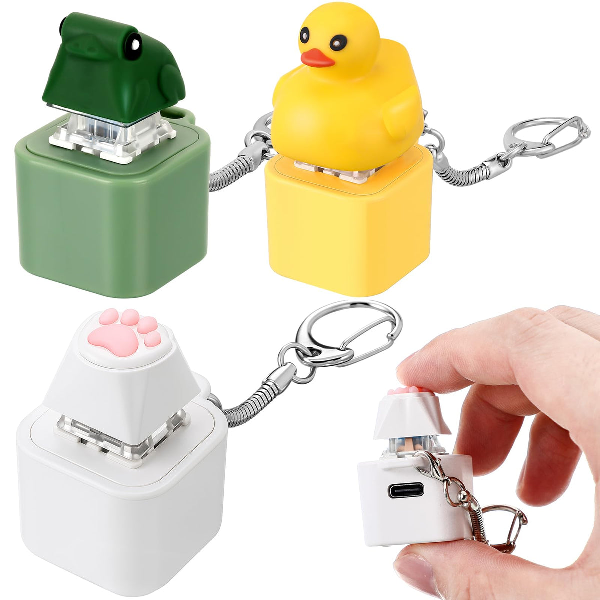 Grinsvalley croaking frog duck cat paw keychain for playful sensory engagement