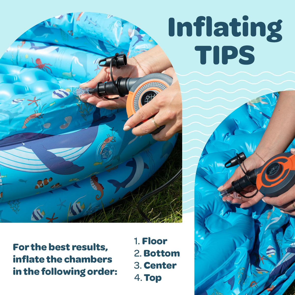 GRIP A POOL cushioned floor boosts comfort during water play.