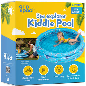 GRIP A POOL 48-inch round pool deflates for compact storage.