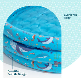 GRIP A POOL cushioned floor close-up shows soft, anti-slip comfort for toddlers.