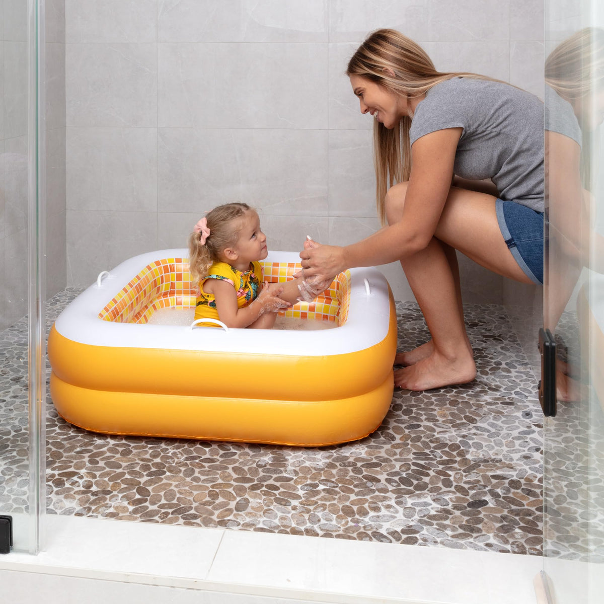 GRIP A POOL soft inflatable floor cushion for comfortable playtime.