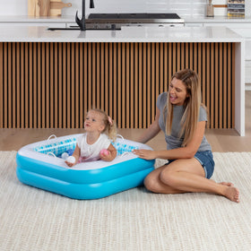 GRIP A POOL square shape design maximizes space for toddlers to explore.